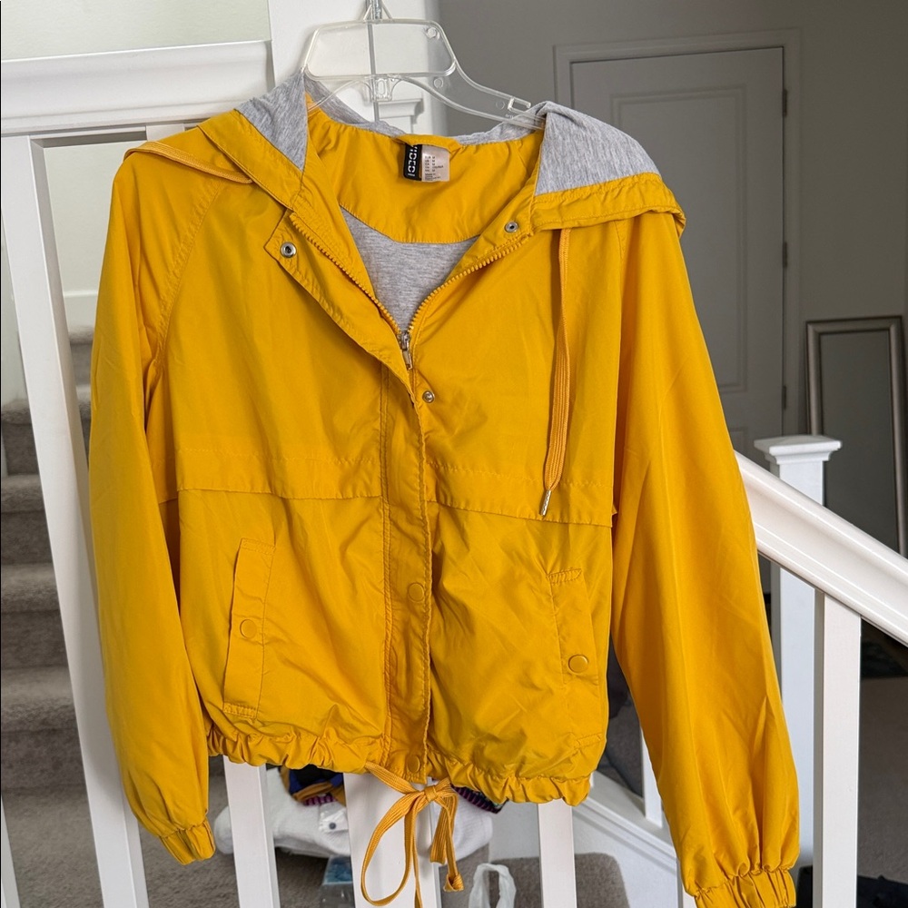 H&M Bright Yellow Hooded Kids Windbreaker Jacket